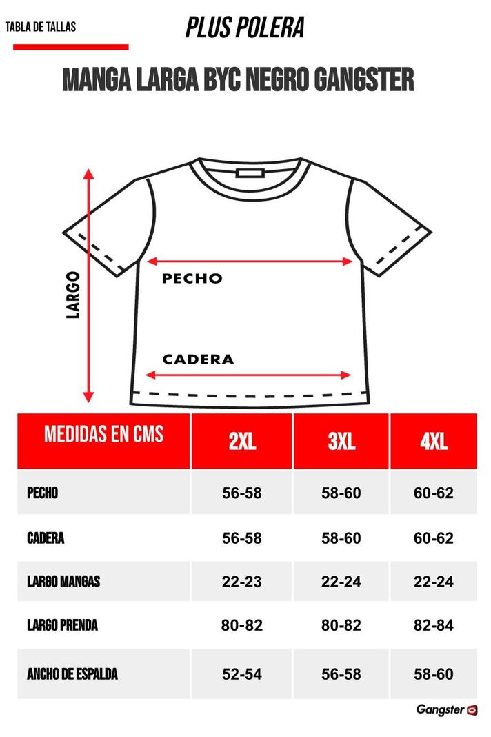 Plus Polera Manga Larga Link Negro Gangster-4