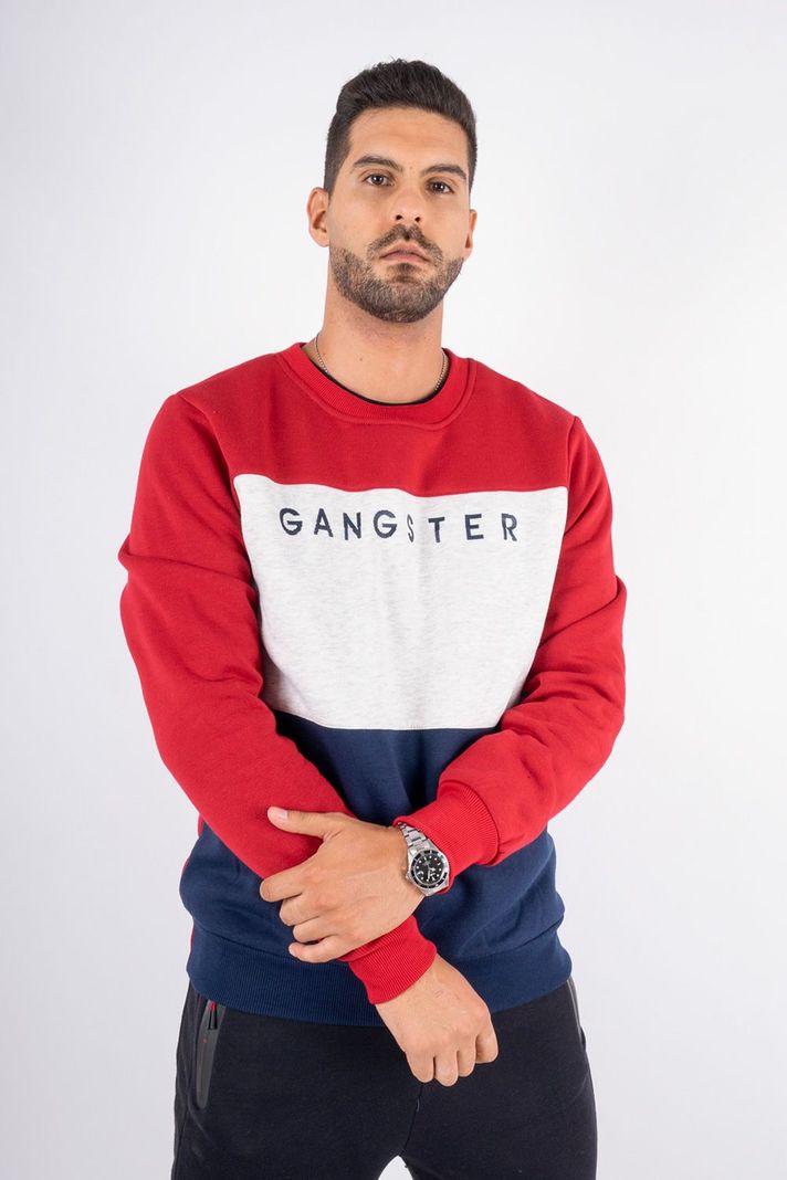 Polerón Crew Fleece Fundamental Rojo Gangster-0