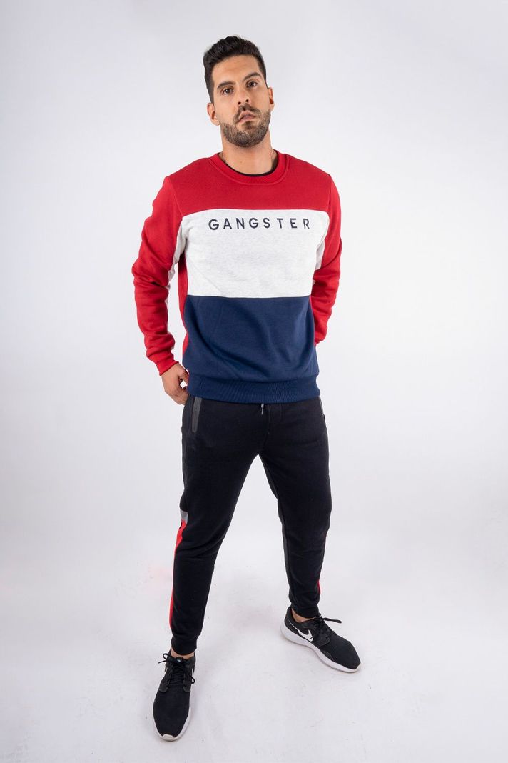 Polerón Crew Fleece Fundamental Rojo Gangster-2