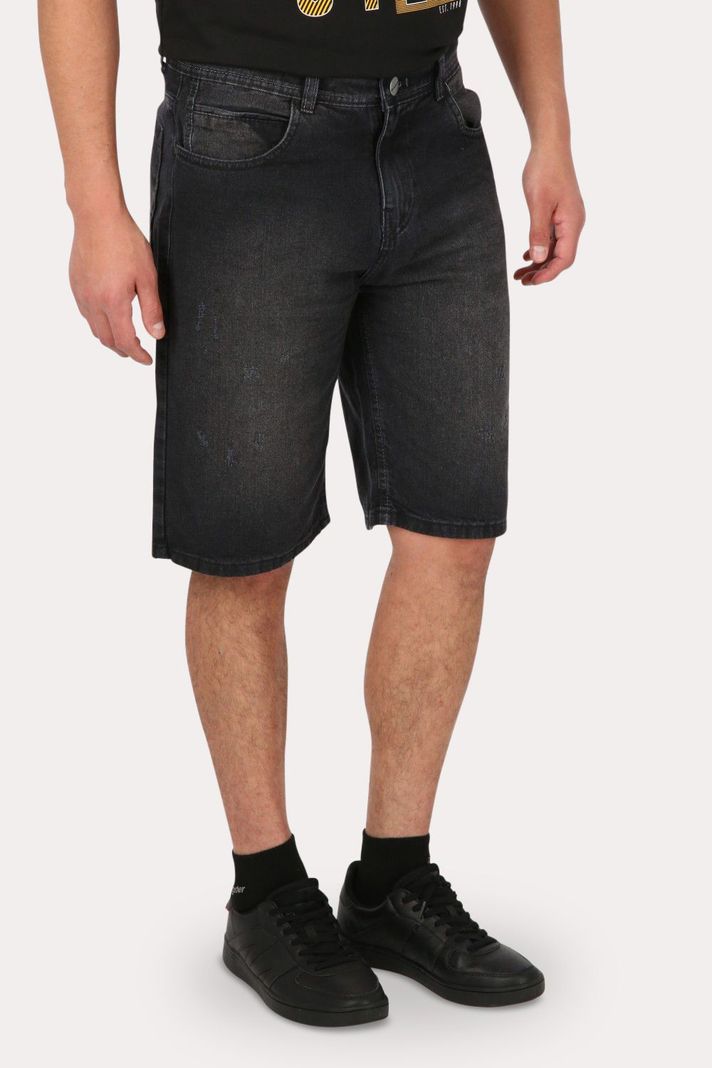 Short Bermuda Jogger Liso Loose 4 Negro Gangster-0