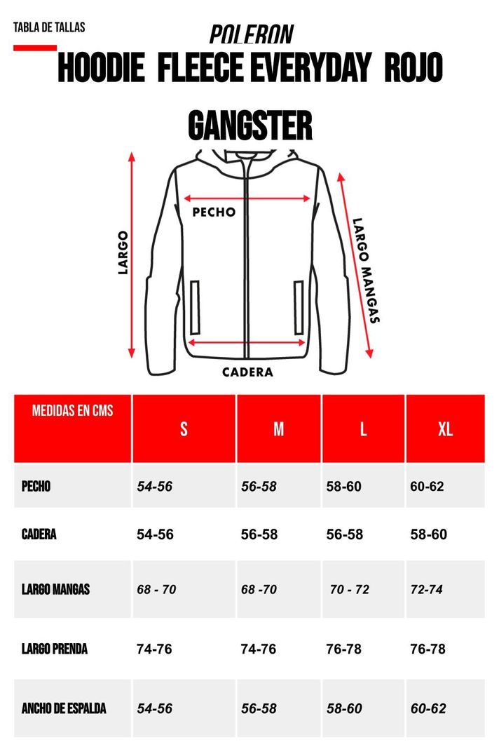 Polerón Hoodie Fleece Everyday Rojo Gangster-5