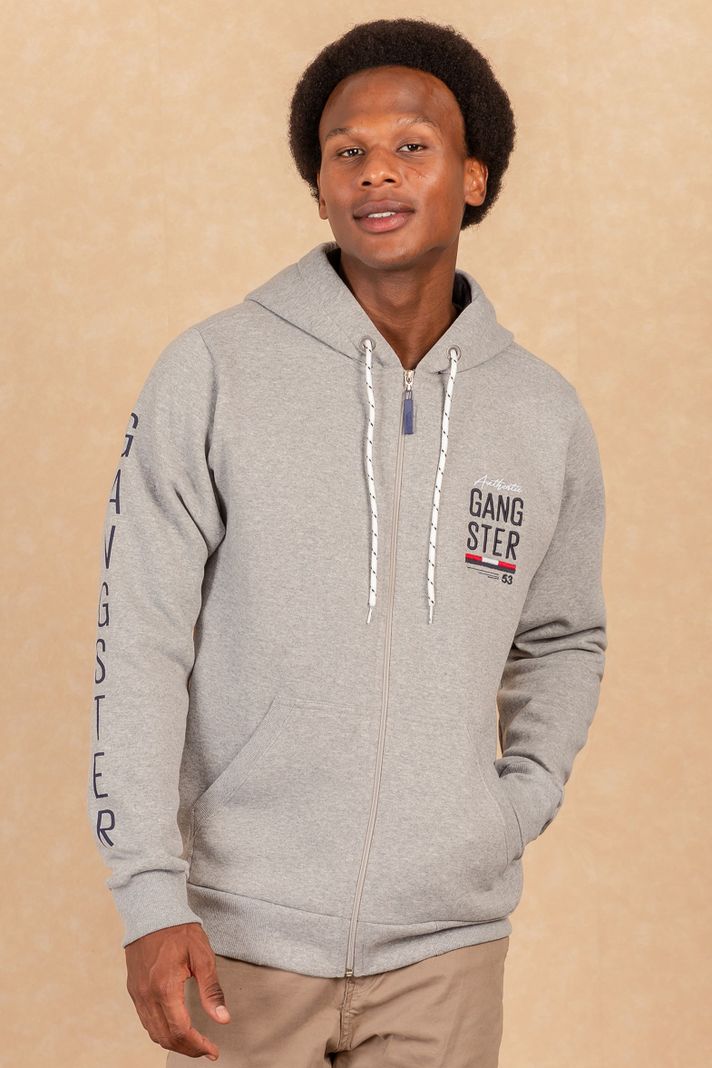 Poleron Full Zipper Fleece Border Azul Marino Gangster-0
