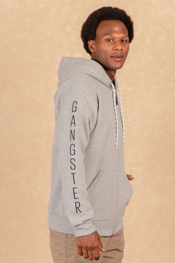 Poleron Full Zipper Fleece Border Azul Marino Gangster-2