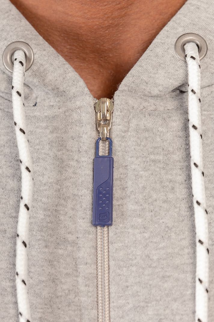 Poleron Full Zipper Fleece Border Azul Marino Gangster-4