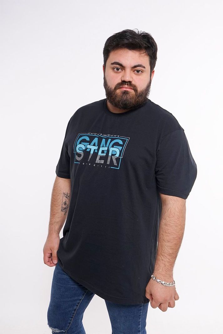 Plus Polera Mc Básica Luxe Negro Gangster-0