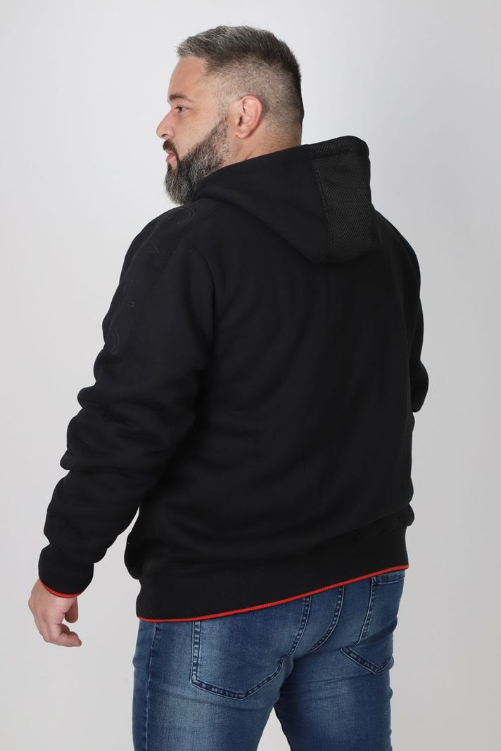 Plus Polerón Full Zipper Sherpa Tracker Negro Gangster-1