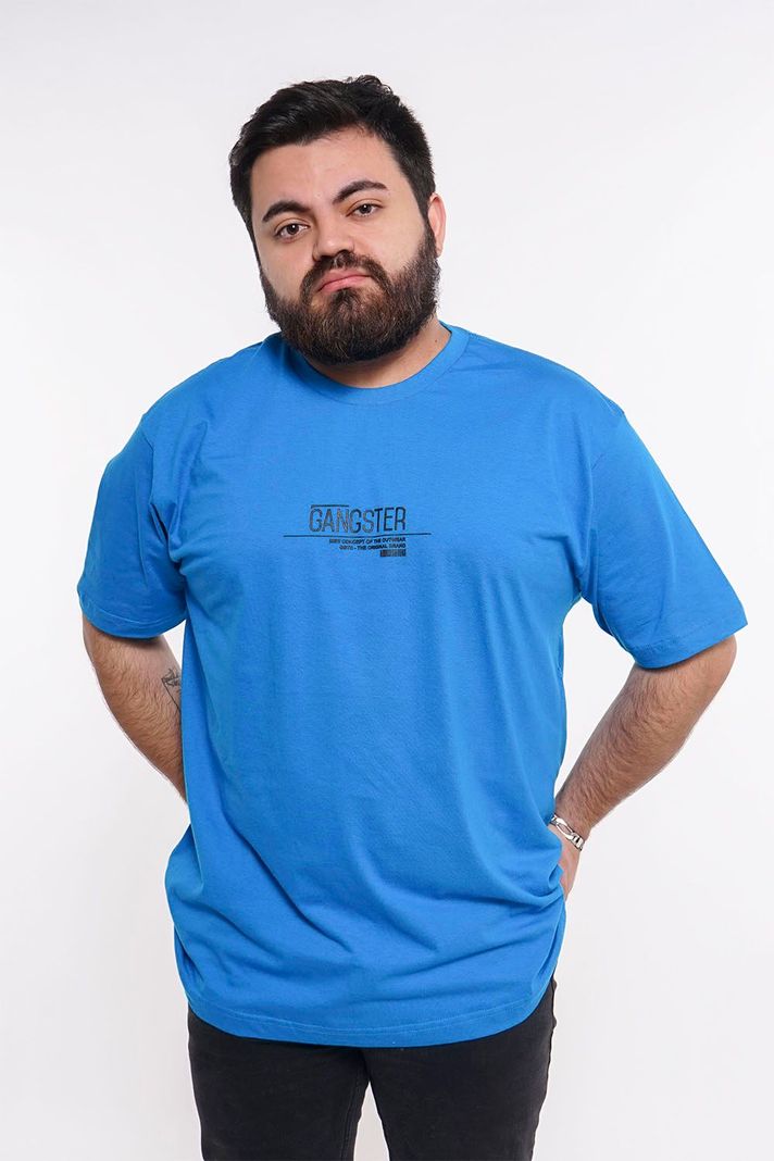 Plus Polera Mc Básica Concept Azul Gangster-0