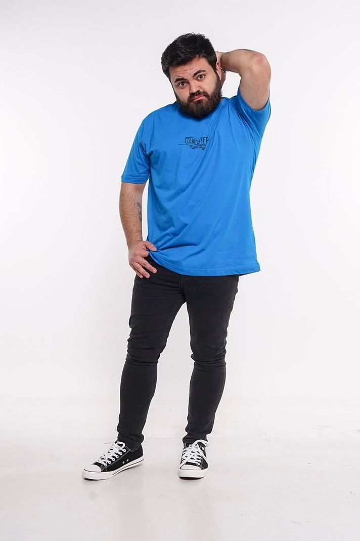 Plus Polera Mc Básica Concept Azul Gangster-3