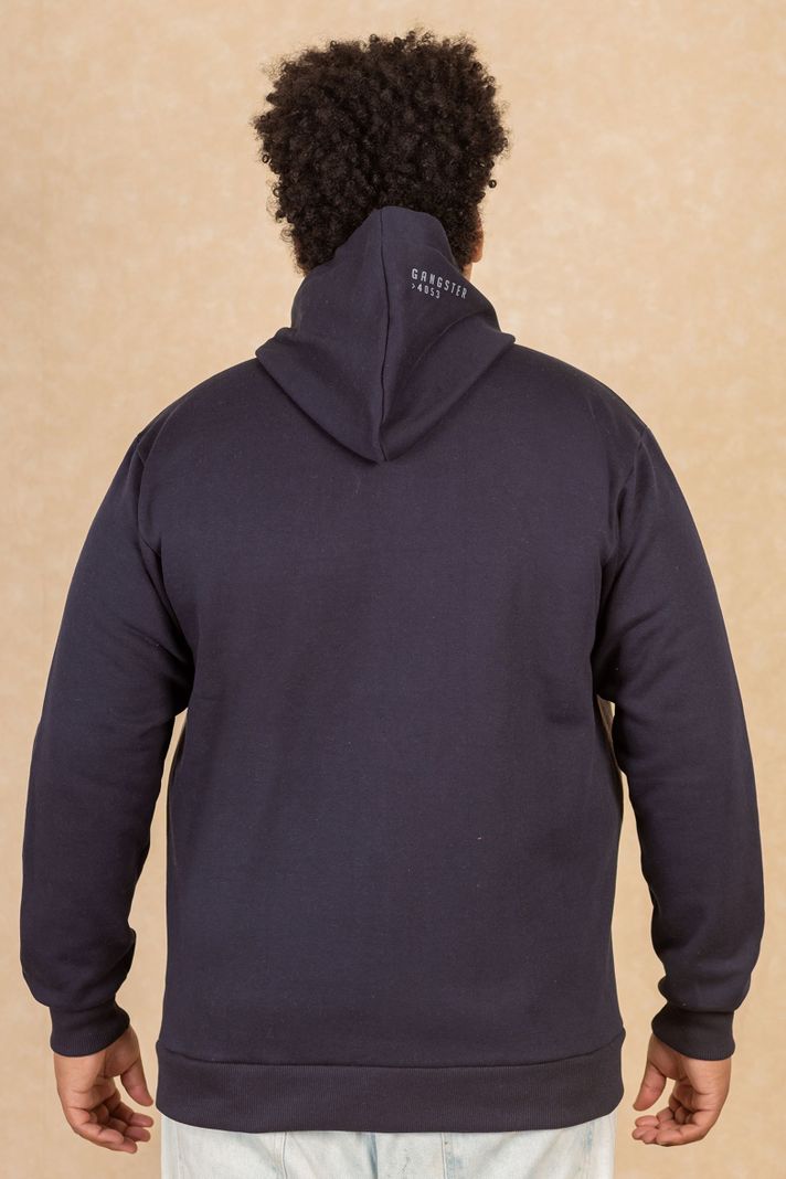 Plus Poleron Full Zipper Fleece Panel Azul Marino Gangster-1