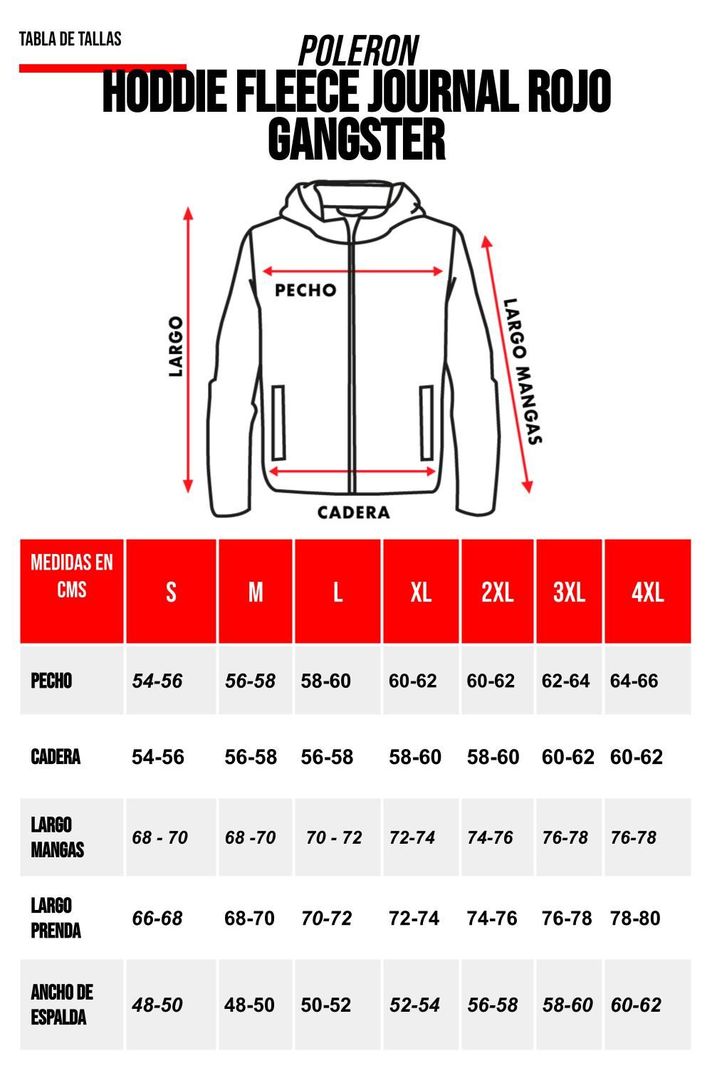 Polerón Hoodie Fleece Journal Rojo Gangster-5