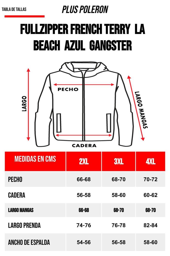 Plus Poleron Hoodie La Beach Azul Gangster-4