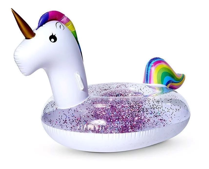 Flotador Inflable Unicornio Con Glitter 165x90x95-1