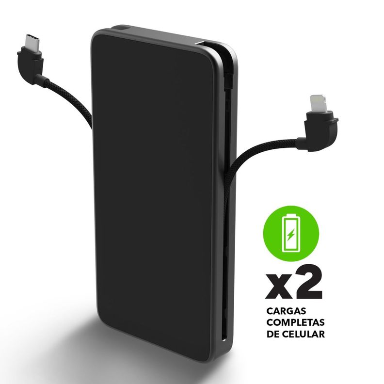 Batería externa 10.000 mAh con USB-C Lightning 30W Negra-2