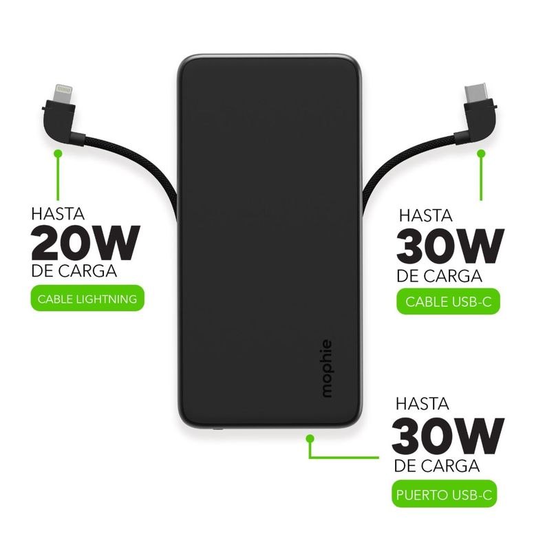 Batería externa 10.000 mAh con USB-C Lightning 30W Negra-4