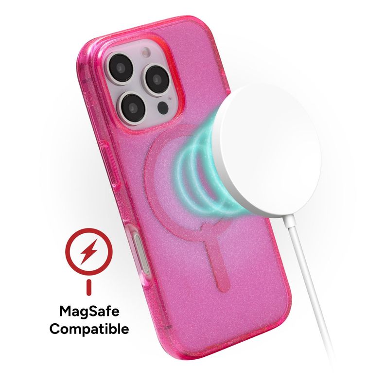 Funda Milan Snap Magsafe iPhone 16 Pro Max Zagg Rosa glitter-4
