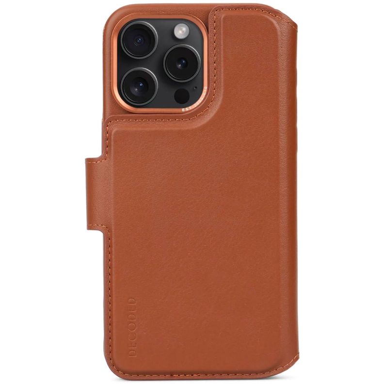 Funda cuero Wallet MagSafe iPhone 15 Pro Max Decoded Café-0