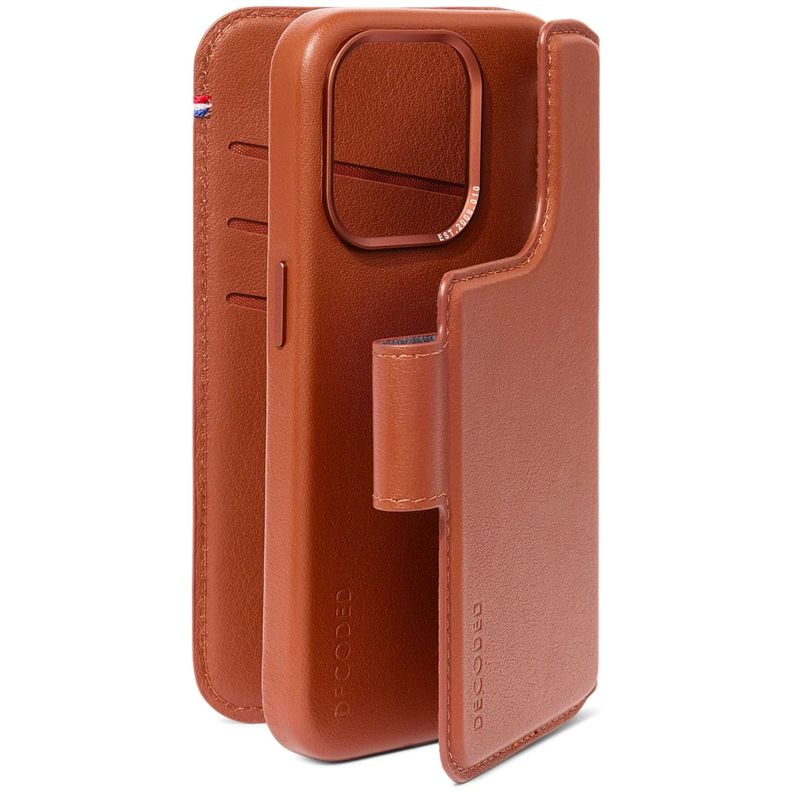 Funda cuero Wallet MagSafe iPhone 15 Pro Max Decoded Café-1