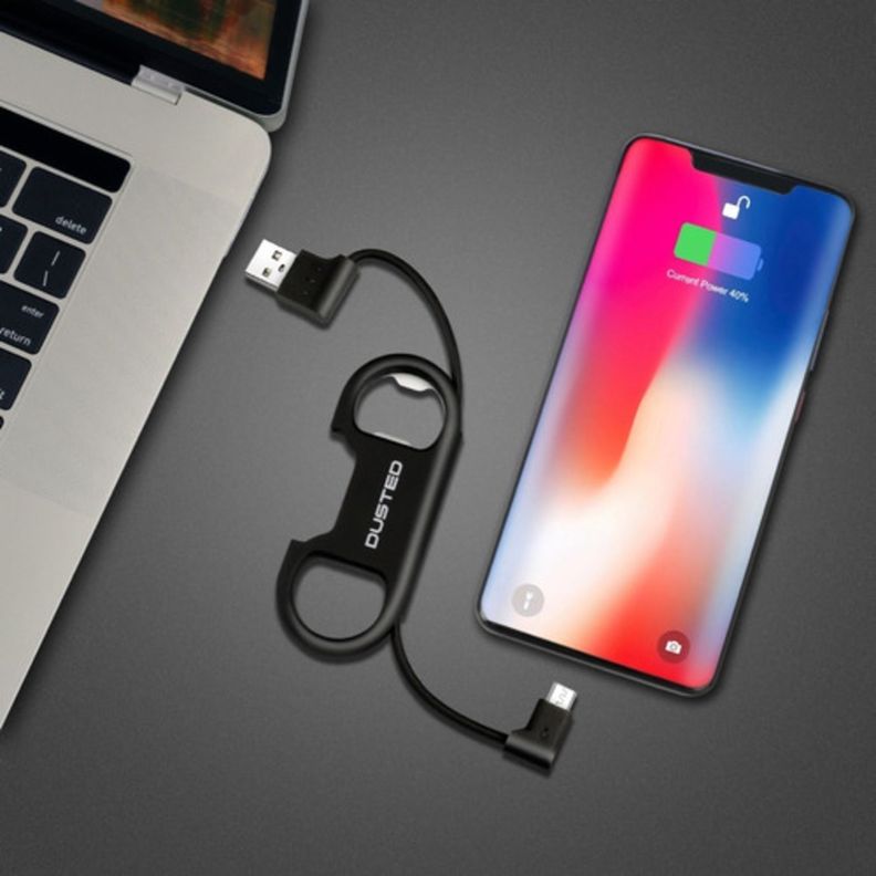Llavero Multifuncion Con Cable Micro Usb Dusted Negro-3