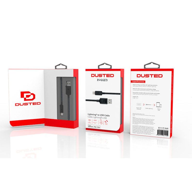 Cable Lightning MFi a USB-A 1.2 Mt Rugged Dusted negro-3
