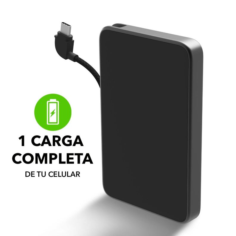 Batería externa 5.000 mAh con cable USB-C 20W Negra-2