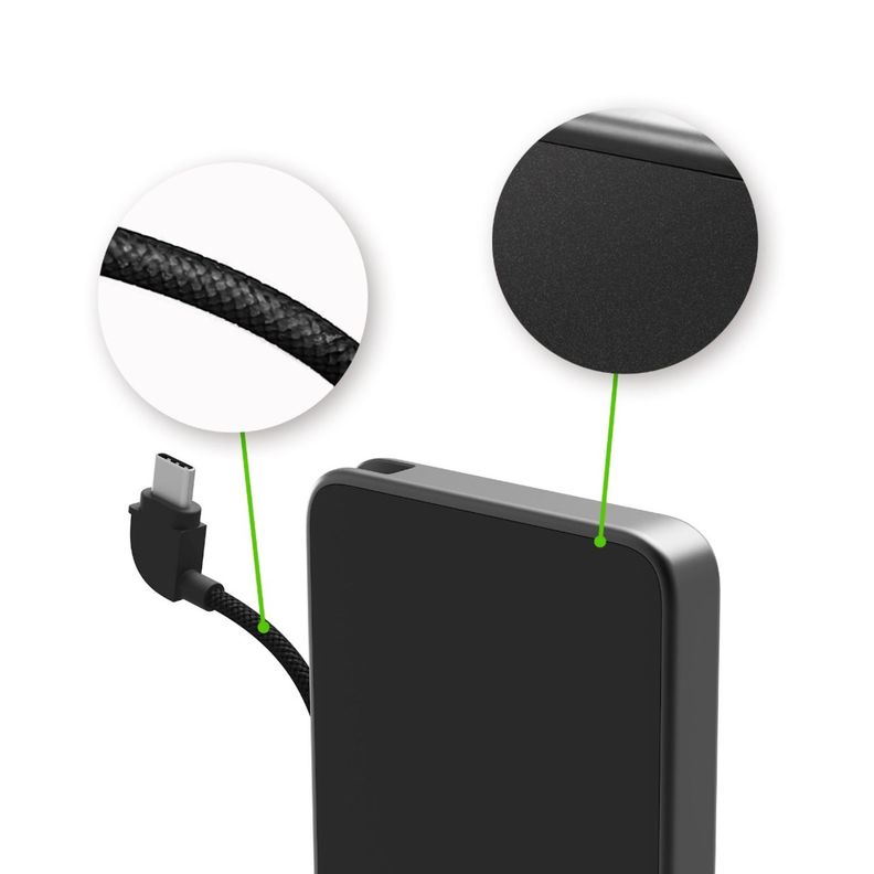 Batería externa 5.000 mAh con cable USB-C 20W Negra-8