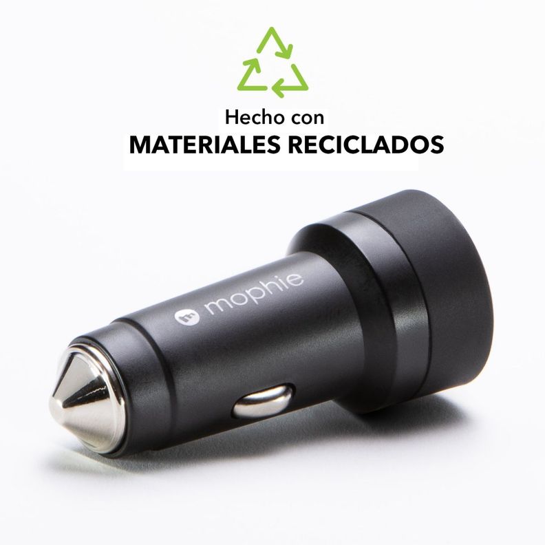 Cargador de auto USB-C 30W Sustentable Mophie Negro-2