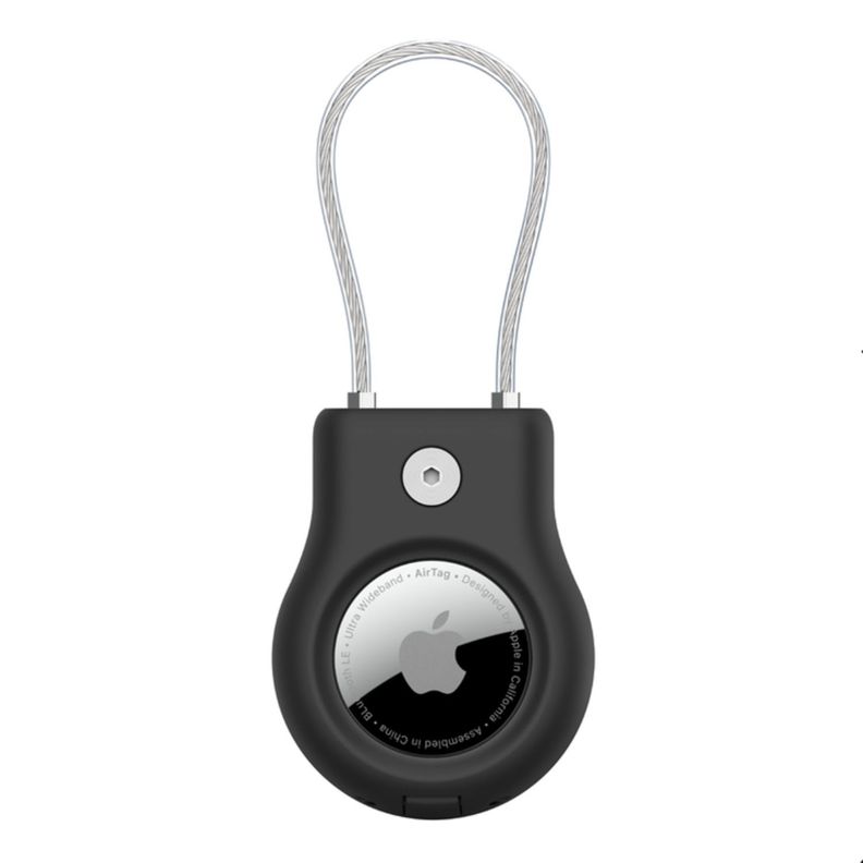 Secure Holder con cable fino metálico para AirTag Negro-3