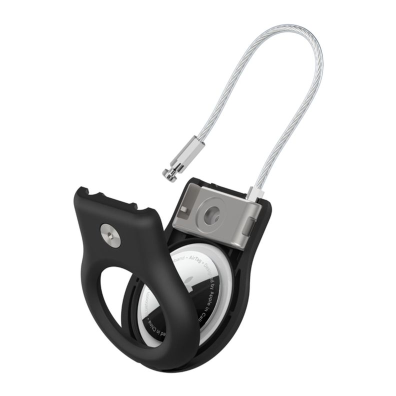Secure Holder con cable fino metálico para AirTag Negro-4