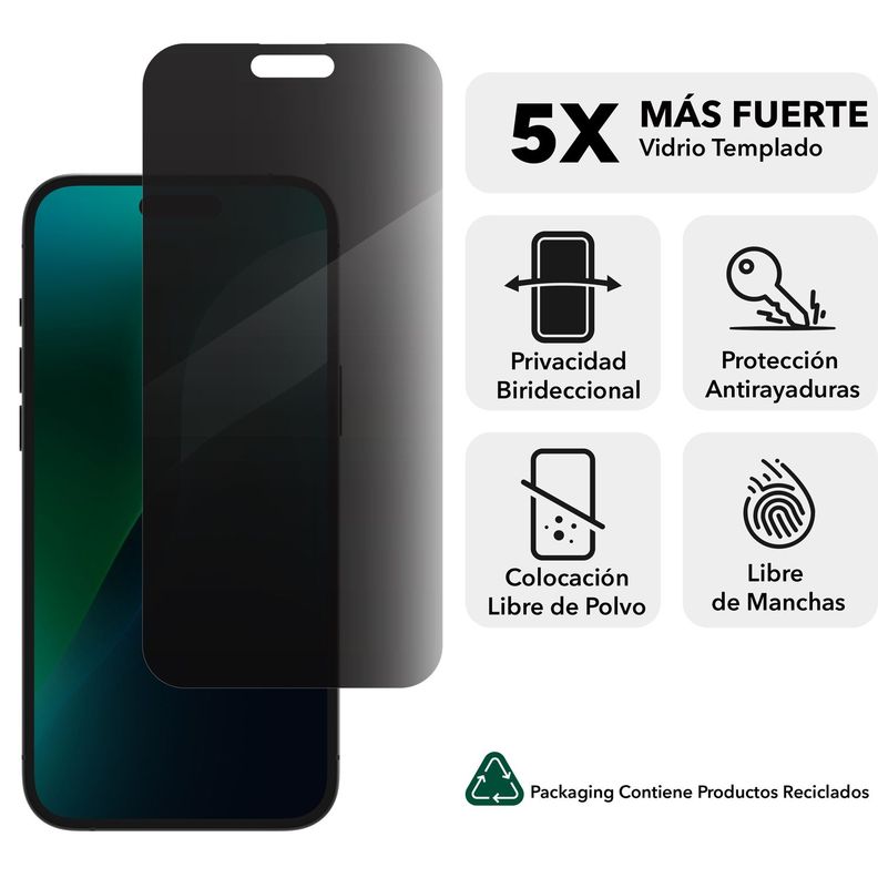Lámina Glass Elite con privacidad para iPhone 16/15 Plus-1