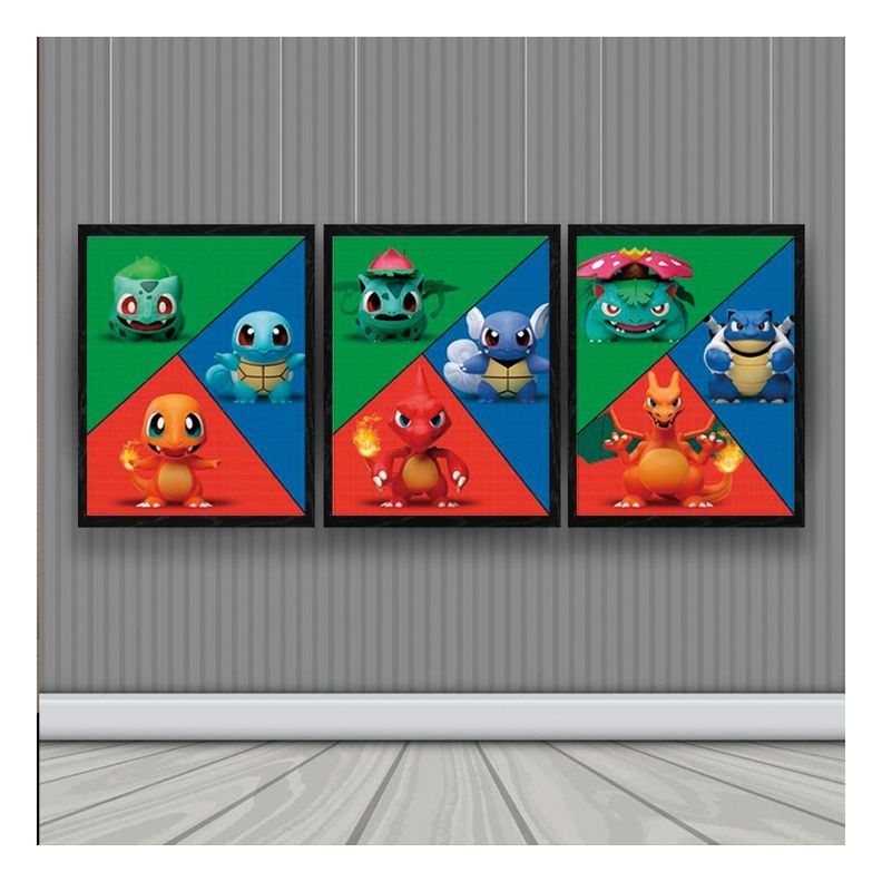 Charmander Squirtle Cuadro 3D Efecto Lenticular 3 imagenes en 1-1