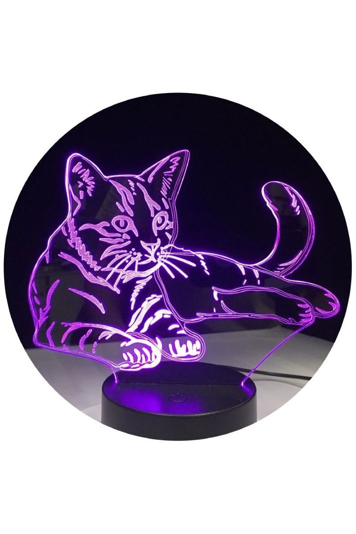 Lámpara Visual 3D Gatito Acostado-0
