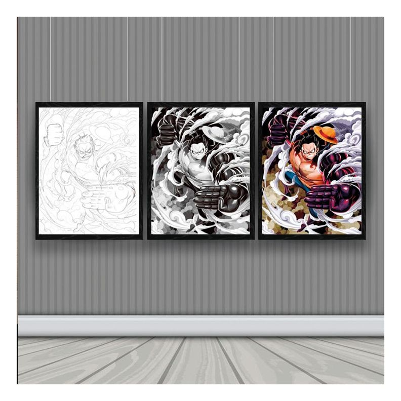 One Piece Luffy Cuadro 3D Efecto Lenticular 3 imagenes en 1-1