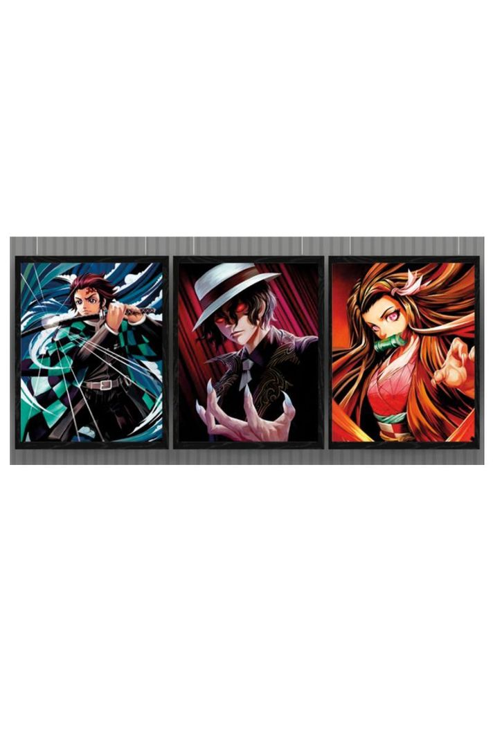 Demon Slayer Cuadro 3D Efecto Lenticular 3 imagenes en 1-0