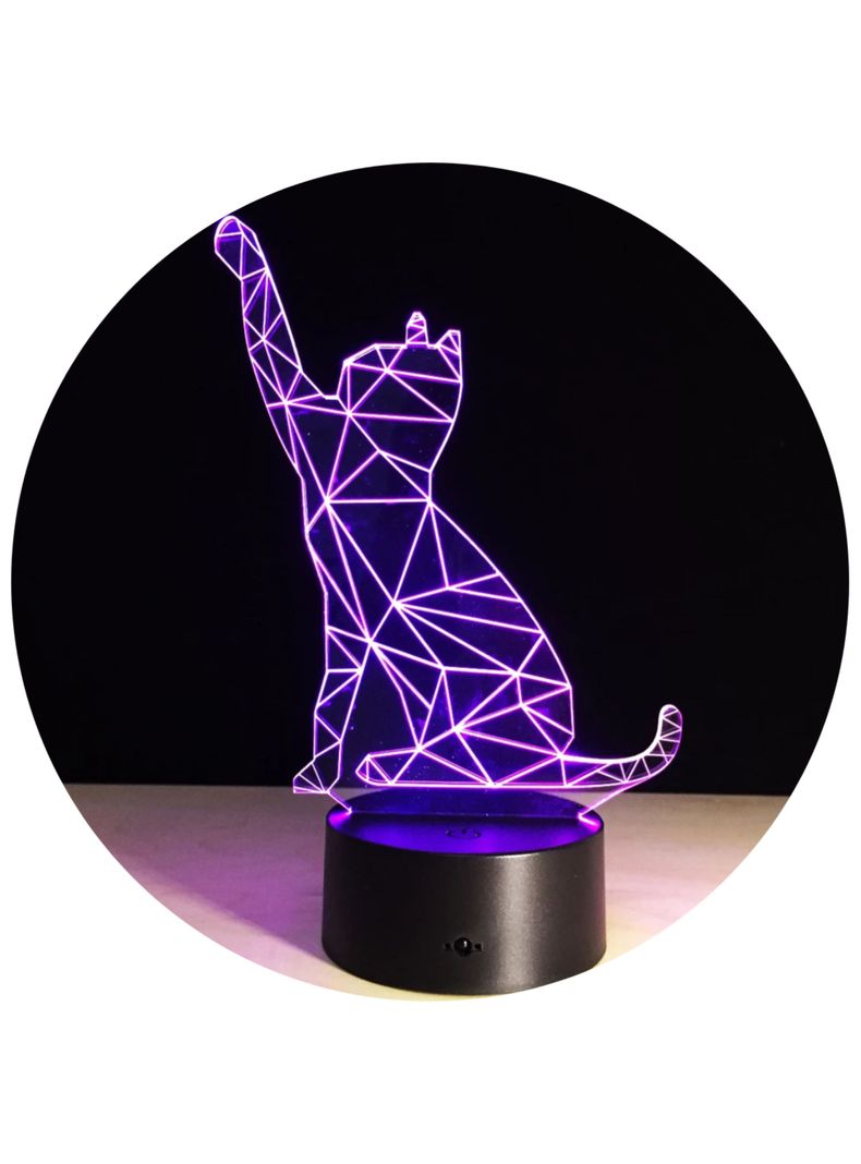 Lámpara Led 3d Gato Patita Base Negra con App-0