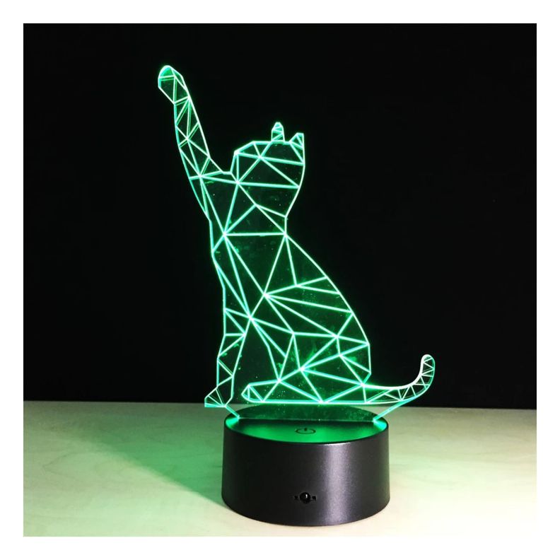 Lámpara Led 3d Gato Patita Base Negra con App-4