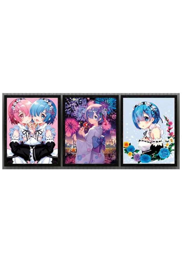 Re Zero Anime Cuadro 3D Efecto Lenticular 3 imagenes en 1-0