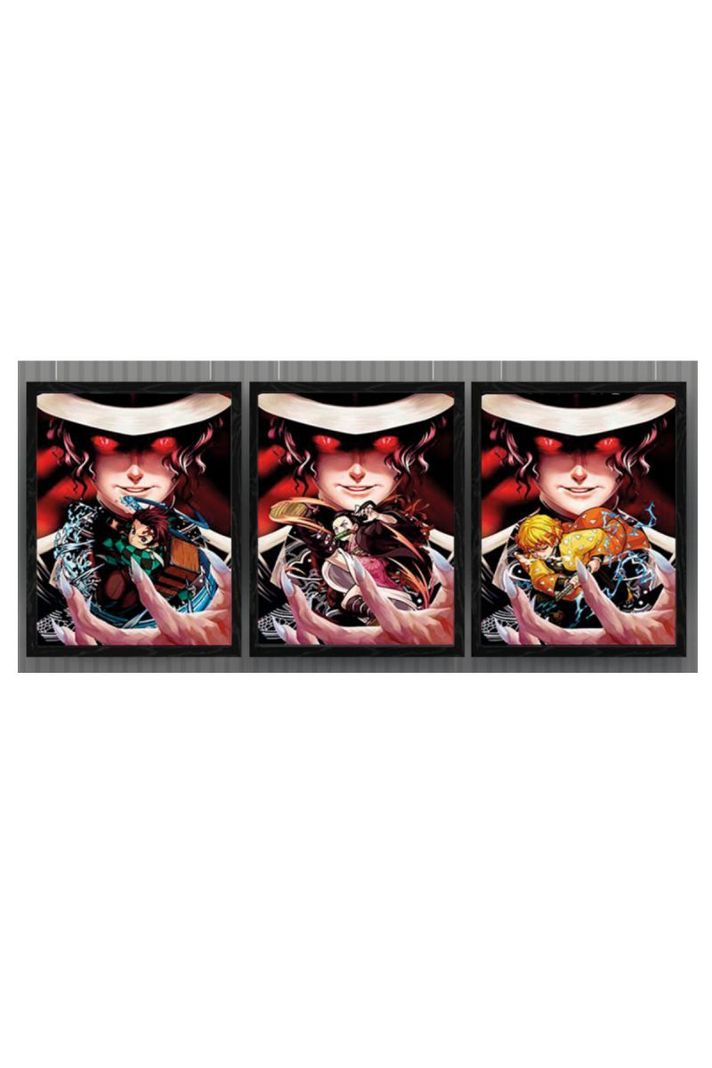 Kimetsu Personajes Cuadro 3D Efecto Lenticular 3 imagenes en 1-0