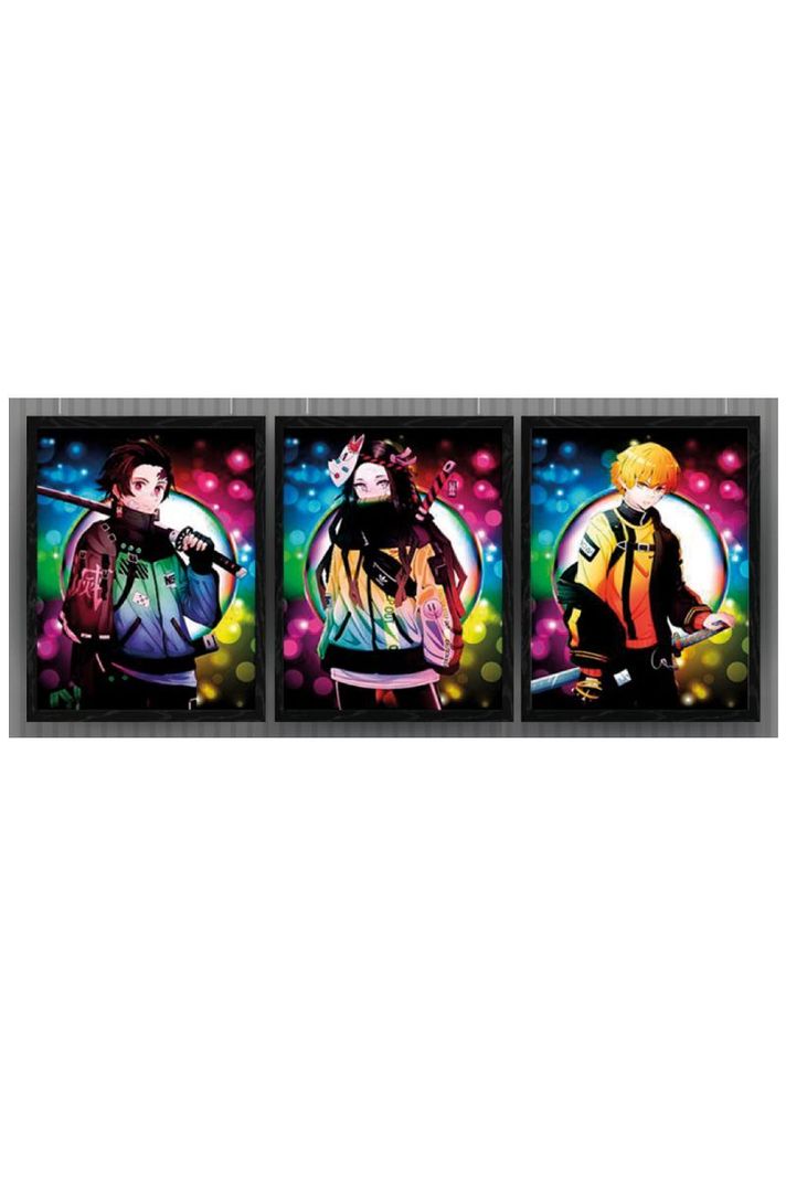 Demon Slayer Anime Cuadro 3D Efecto Lenticular 3 imagenes en 1-0