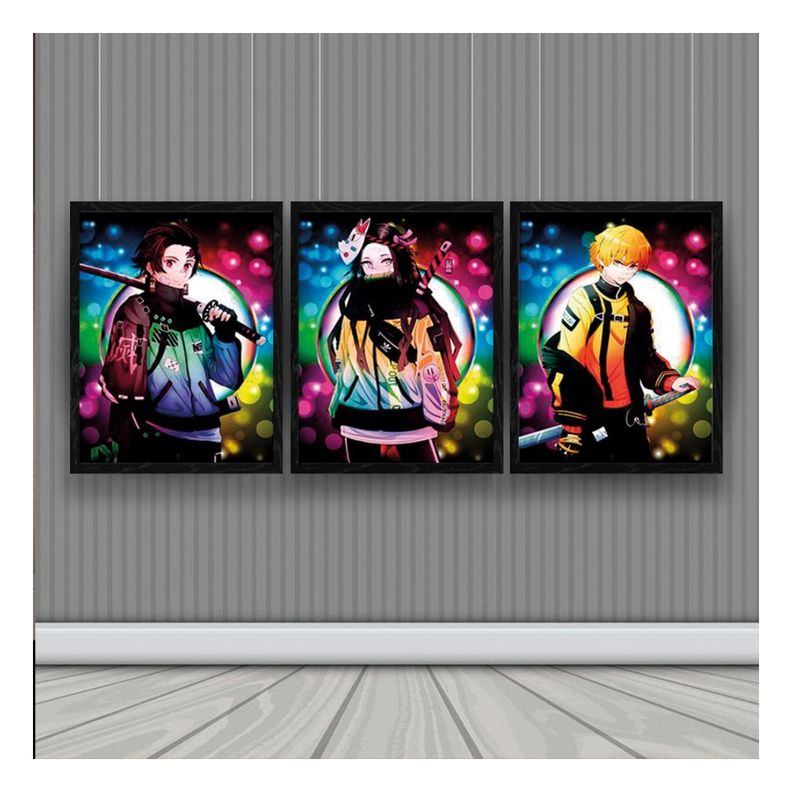 Demon Slayer Anime Cuadro 3D Efecto Lenticular 3 imagenes en 1-1