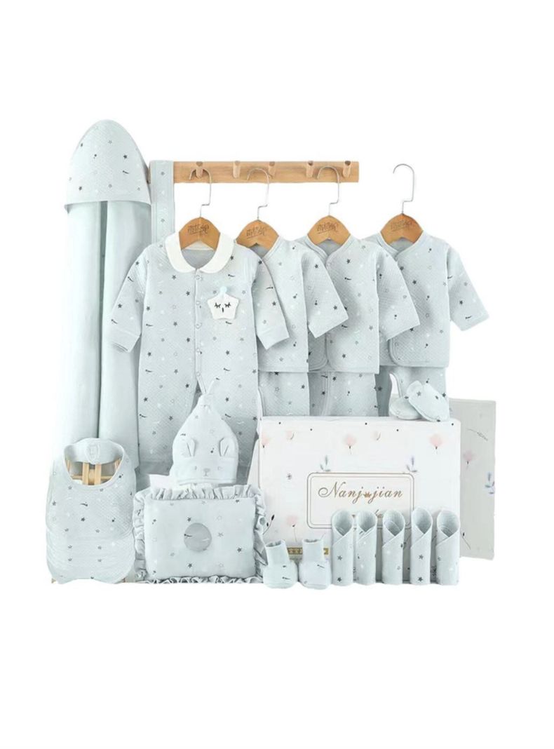 Pack Ajuar Bebé Ropa Algodón 24 Piezas Celeste Lubabycas-0