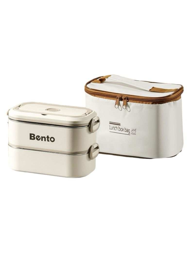 Lonchera Fiambrera Calentadora Bolso Termico Bento LuBabycas Crema