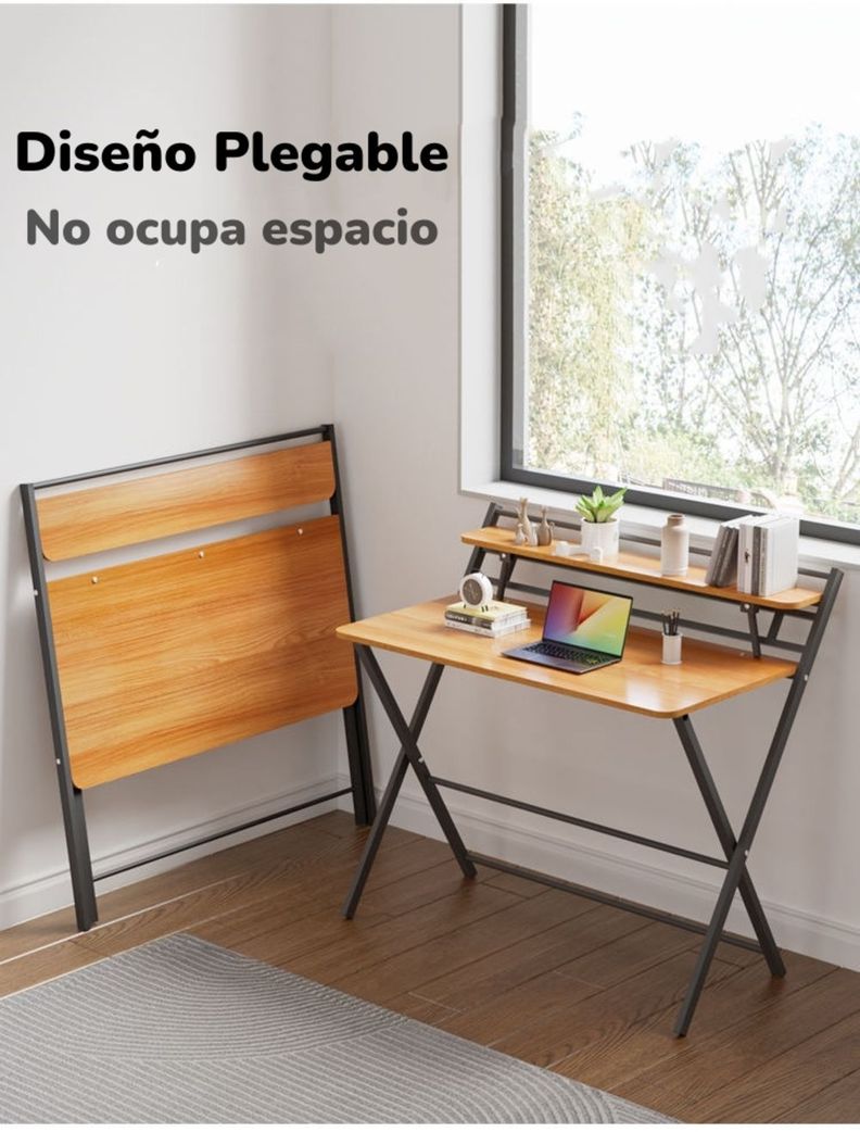 Escritorio Plegable 100x50x93cm Con Repisa By LuBabycas-2