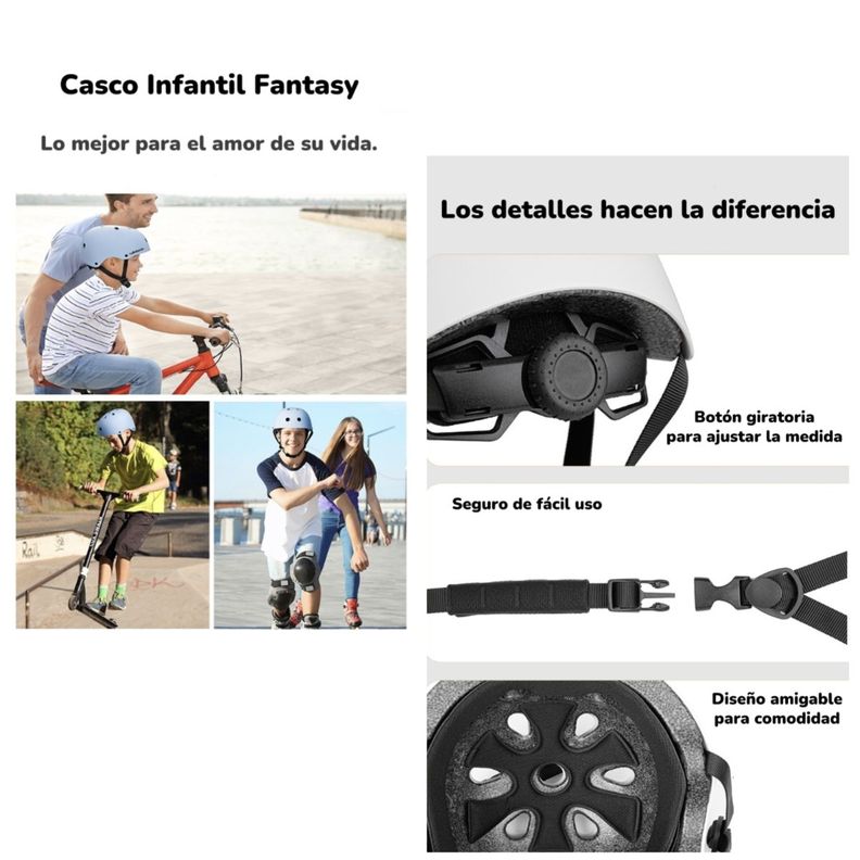 Casco Infantil Bicicleta Regulable Fantasy Blanco LuBabycas-2