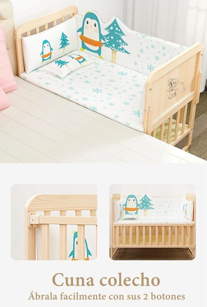 Cuna Colecho Madera Pack&Play Con Mudador LuBabycas-2