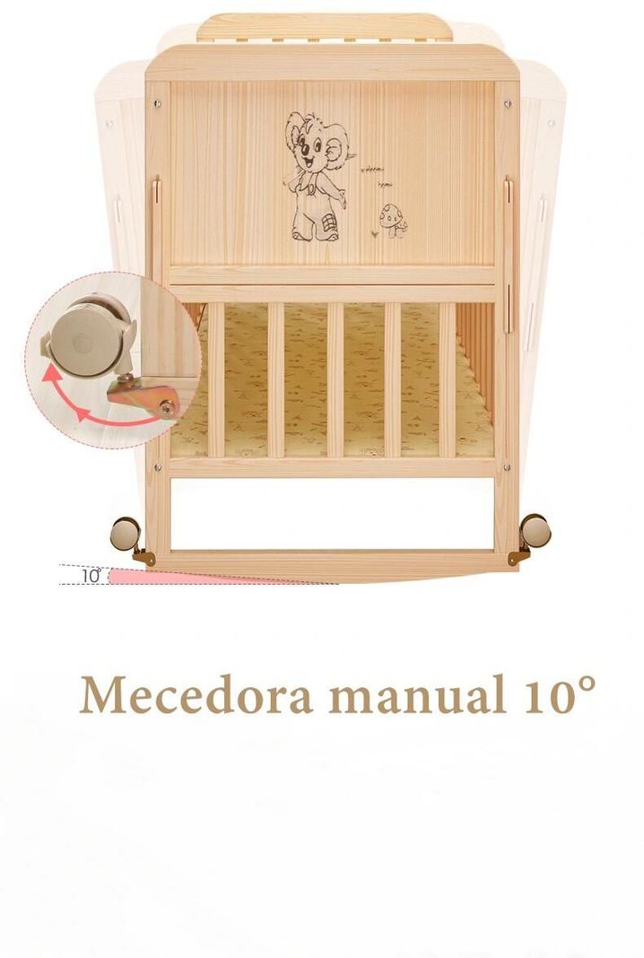 Cuna Colecho Madera Pack&Play Con Mudador LuBabycas-3