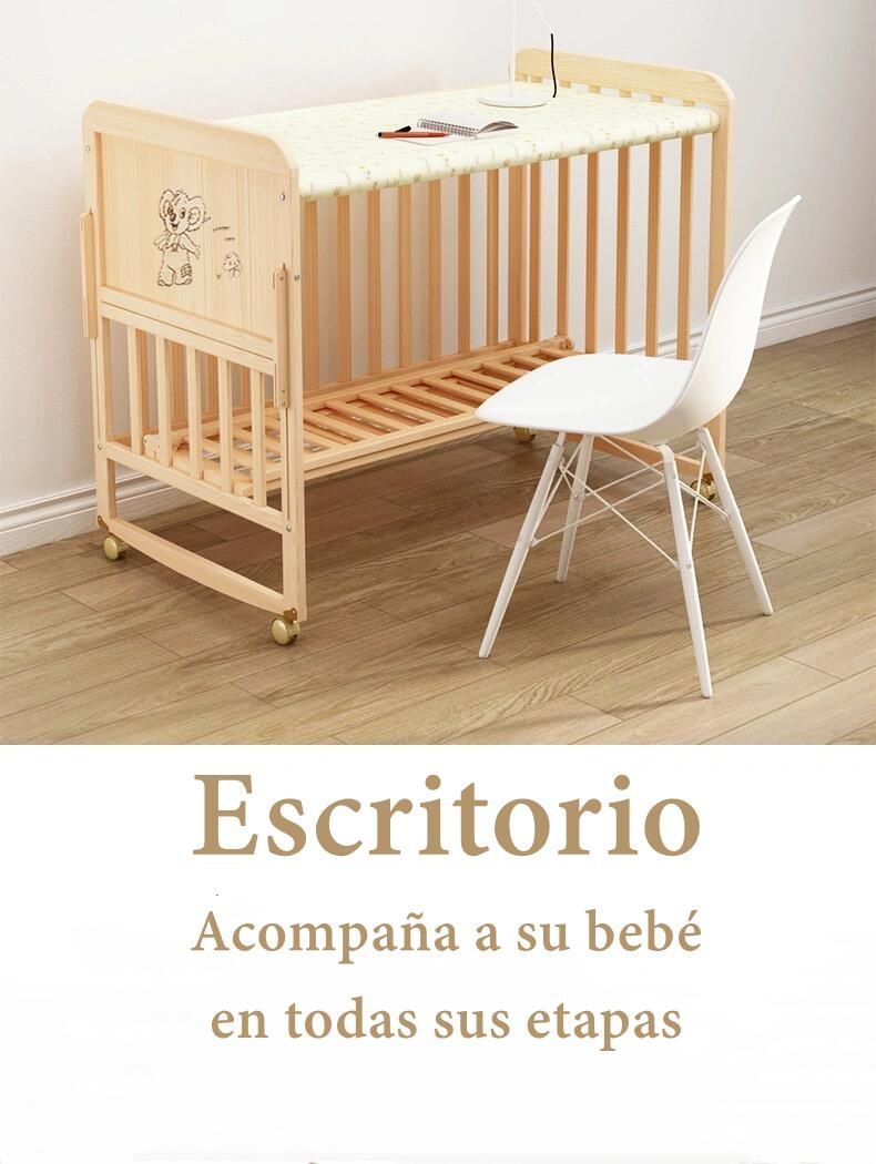 Cuna Colecho Madera Pack&Play Con Mudador LuBabycas-4