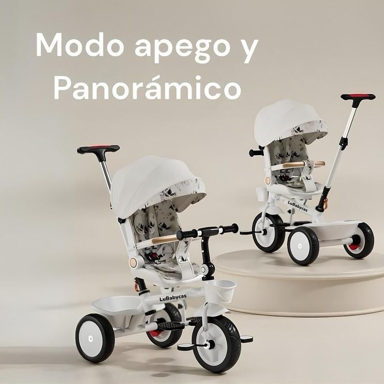 Triciclo LuBabycas 360° Multiposiciones con Mesita Blanco-1
