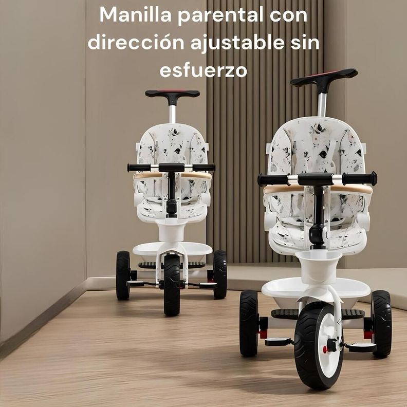Triciclo LuBabycas 360° Multiposiciones con Mesita Blanco-3
