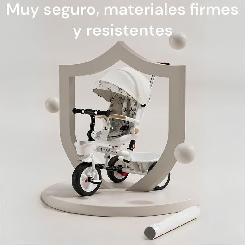 Triciclo LuBabycas 360° Multiposiciones con Mesita Blanco-6