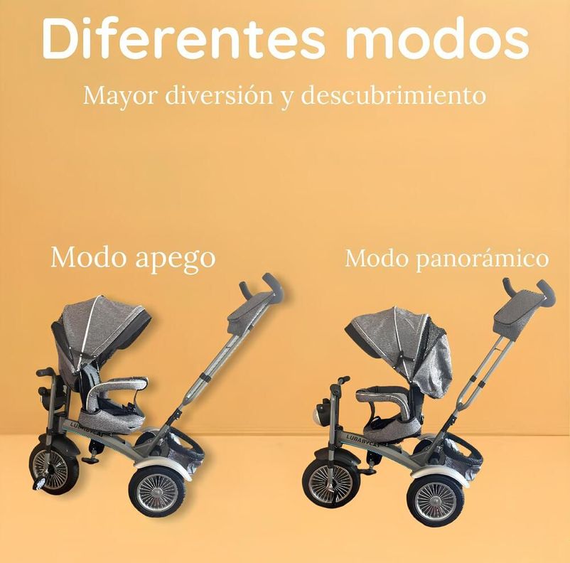 Triciclo Multifuncional 360° Con Luces Lubabycas Gris-1